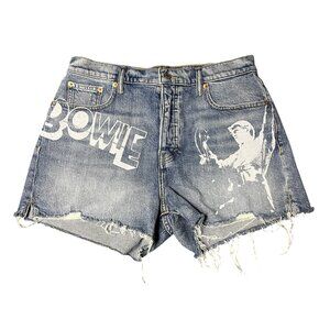 Lucky Brand Distressed Blue Jean Shorts with Graphic